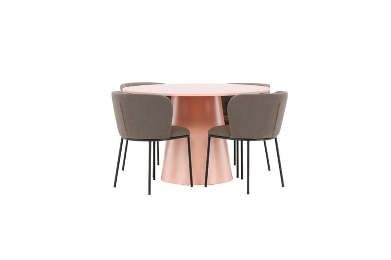 Matgrupp Lanzo Runt 120 cm Rosa med 4st Edina Stolar Svart / Brun - Svart / Brun - Möbler - Bord & matgrupper - Matgrupper