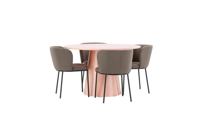 Matgrupp Lanzo Runt 120 cm Rosa med 4st Edina Stolar Svart / Brun - Svart / Brun - Möbler - Bord & matgrupper - Matgrupper
