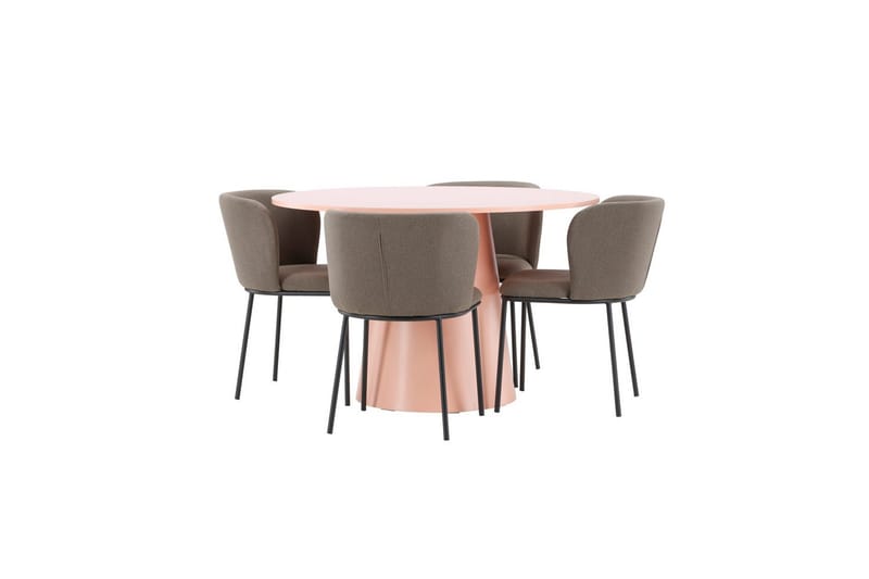 Matgrupp Lanzo Runt 120 cm Rosa med 4st Edina Stolar Svart / Brun - Svart / Brun - Möbler - Bord & matgrupper - Matgrupper