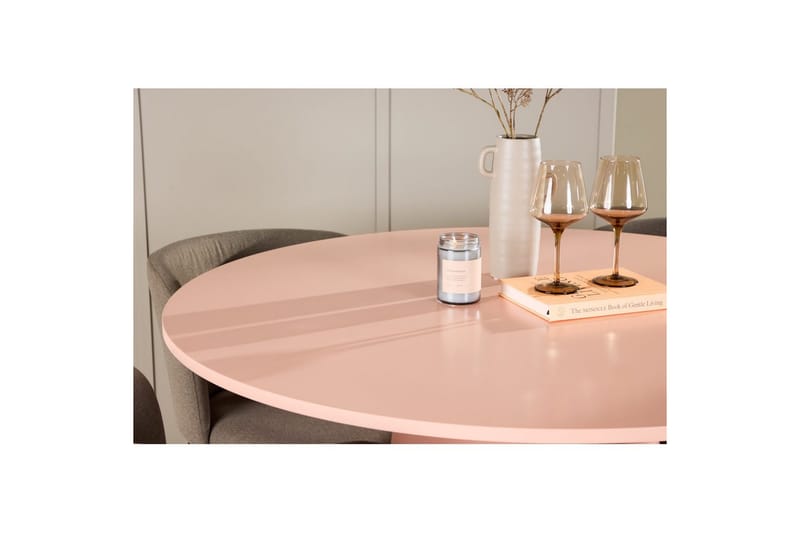 Matgrupp Lanzo Runt 120 cm Rosa med 4st Edina Stolar Svart / Brun - Svart / Brun - Möbler - Bord & matgrupper - Matgrupper