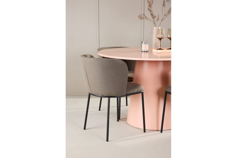 Matgrupp Lanzo Runt 120 cm Rosa med 4st Edina Stolar Svart / Brun - Svart / Brun - Möbler - Bord & matgrupper - Matgrupper
