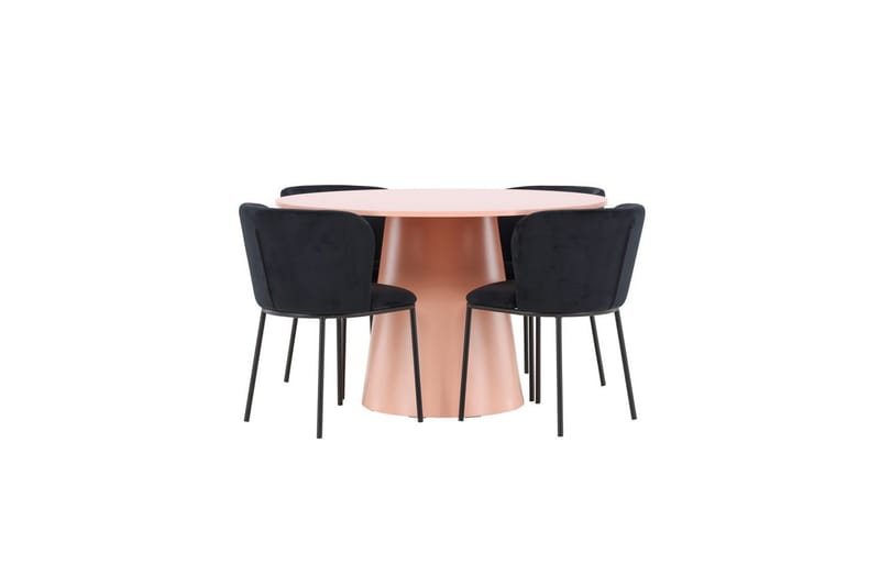Matgrupp Lanzo Runt 120 cm Rosa med 4st Edina Stolar Svart - Svart - Möbler - Bord & matgrupper - Matgrupper