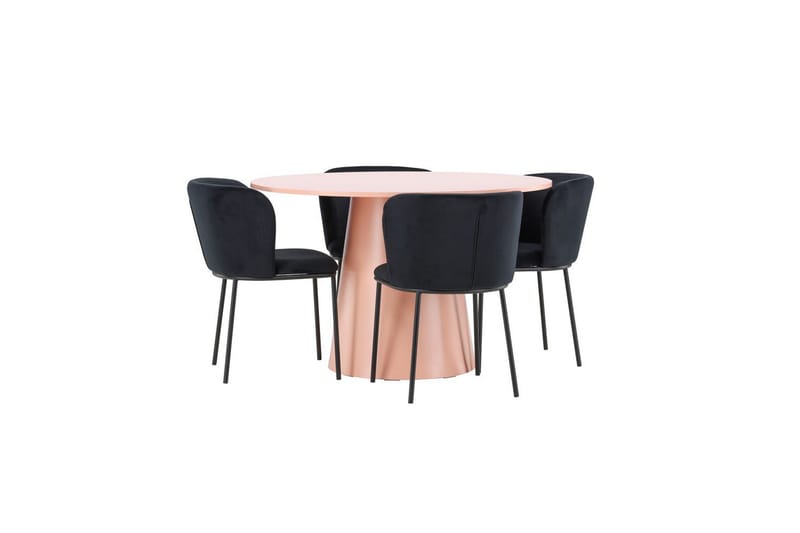 Matgrupp Lanzo Runt 120 cm Rosa med 4st Edina Stolar Svart - Svart - Möbler - Bord & matgrupper - Matgrupper