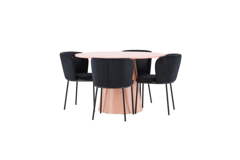 Matgrupp Lanzo Runt 120 cm Rosa med 4st Edina Stolar Svart - Svart - Möbler - Bord & matgrupper - Matgrupper