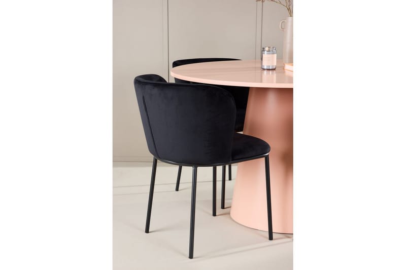 Matgrupp Lanzo Runt 120 cm Rosa med 4st Edina Stolar Svart - Svart - Möbler - Bord & matgrupper - Matgrupper