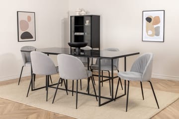 Matgrupp Leria 200 cm inkl 6 Foyos Stolar - Glas/Svart/Grå - Möbler - Bord & matgrupper - Matgrupper