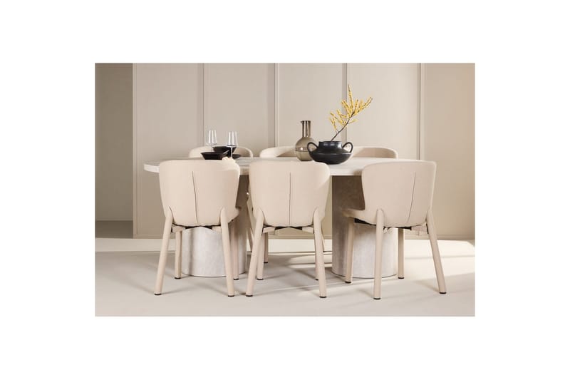 Matgrupp Narvik 100x200 cm Beige med 6st Astoria Stolar Beige - Beige - Möbler - Bord & matgrupper - Matgrupper