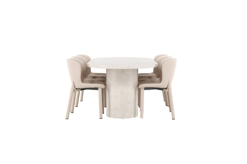 Matgrupp Narvik 100x200 cm Beige med 6st Astoria Stolar Beige - Beige - Möbler - Bord & matgrupper - Matgrupper