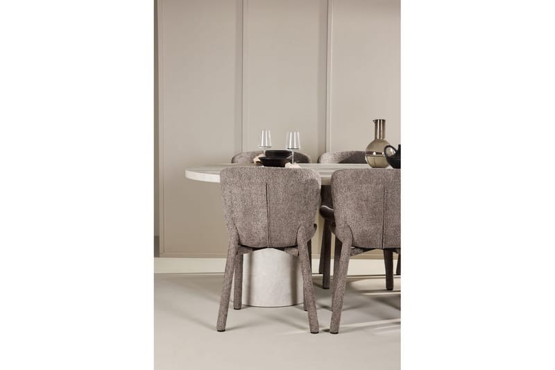 Matgrupp Narvik 100x200 cm Beige med 6st Astoria Stolar Brun - Brun - Möbler - Bord & matgrupper - Matgrupper