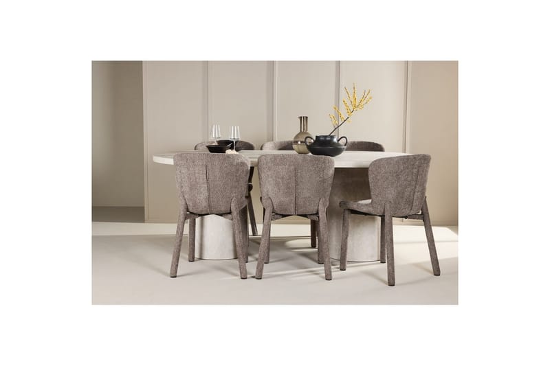Matgrupp Narvik 100x200 cm Beige med 6st Astoria Stolar Brun - Brun - Möbler - Bord & matgrupper - Matgrupper