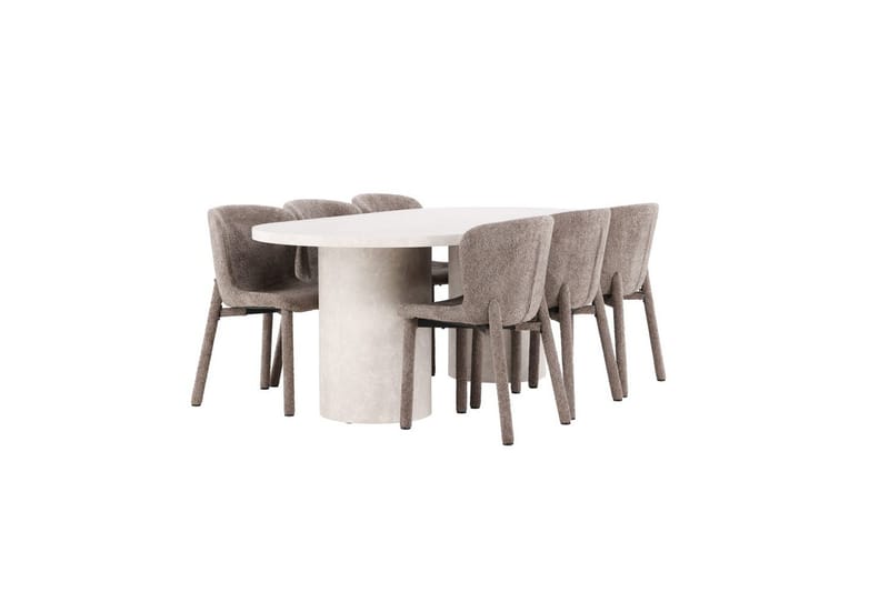 Matgrupp Narvik 100x200 cm Beige med 6st Astoria Stolar Brun - Brun - Möbler - Bord & matgrupper - Matgrupper