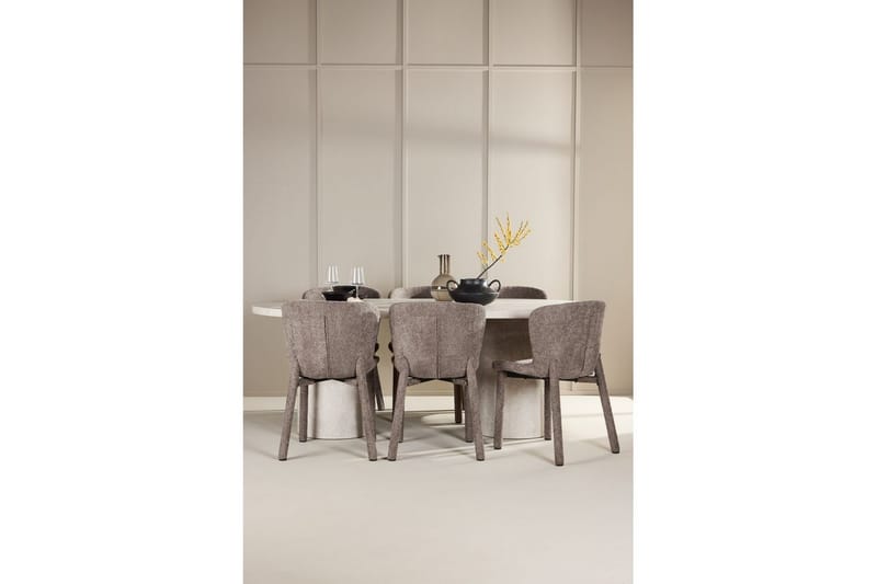 Matgrupp Narvik 100x200 cm Beige med 6st Astoria Stolar Brun - Brun - Möbler - Bord & matgrupper - Matgrupper