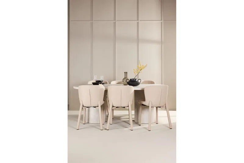 Matgrupp Narvik 100x200 cm Beige med 6st Astoria Stolar - Möbler - Bord & matgrupper - Matgrupper