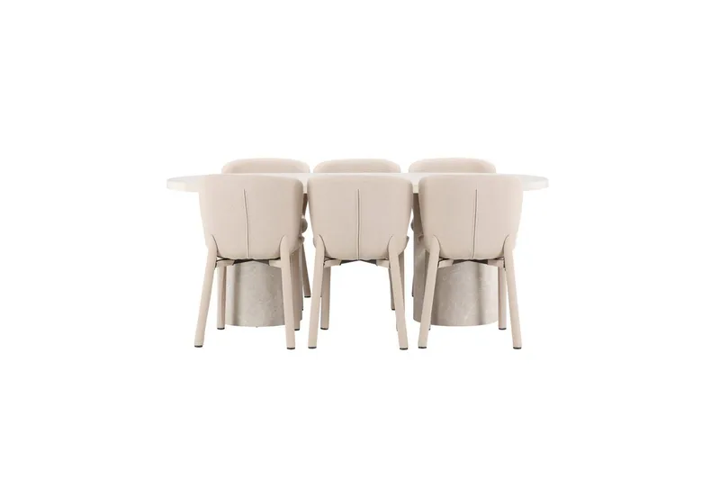 Matgrupp Narvik 100x200 cm Beige med 6st Astoria Stolar, undefined