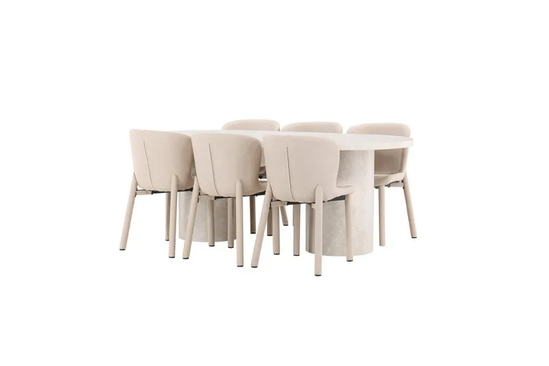 Matgrupp Narvik 100x200 cm Beige med 6st Astoria Stolar - Möbler - Bord & matgrupper - Matgrupper