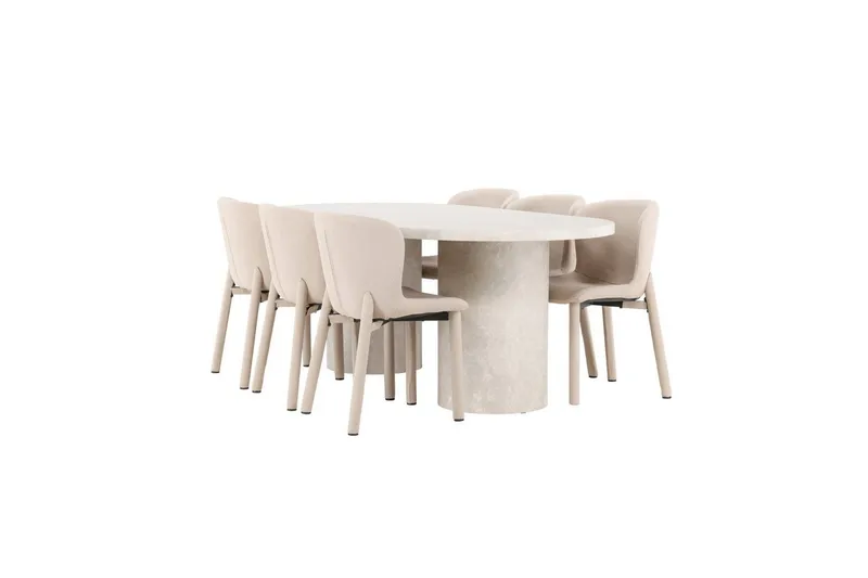Matgrupp Narvik 100x200 cm Beige med 6st Astoria Stolar - Möbler - Bord & matgrupper - Matgrupper
