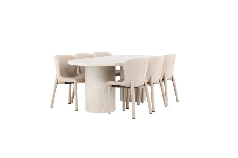 Matgrupp Narvik 100x200 cm Beige med 6st Astoria Stolar - Möbler - Bord & matgrupper - Matgrupper