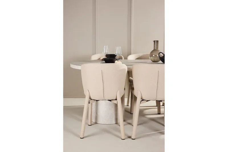 Matgrupp Narvik 100x200 cm Beige med 6st Astoria Stolar - Möbler - Bord & matgrupper - Matgrupper