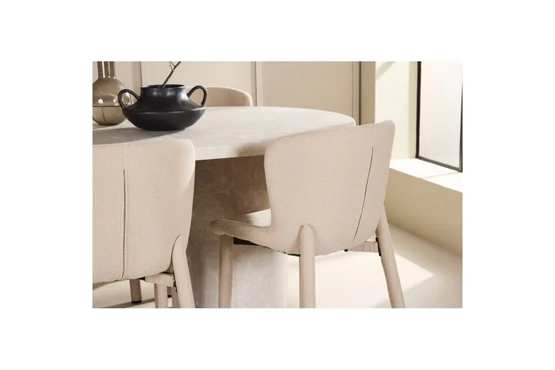 Matgrupp Narvik 100x200 cm Beige med 6st Astoria Stolar - Möbler - Bord & matgrupper - Matgrupper