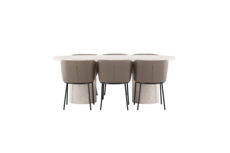 Matgrupp Narvik 100x200 cm Beige med 6st Edina Stolar Svart / Brun - Svart / Brun - Möbler - Bord & matgrupper - Matgrupper