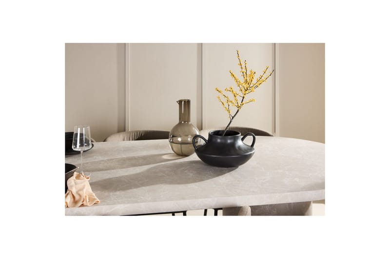 Matgrupp Narvik 100x200 cm Beige med 6st Edina Stolar Svart / Brun - Svart / Brun - Möbler - Bord & matgrupper - Matgrupper