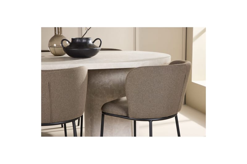 Matgrupp Narvik 100x200 cm Beige med 6st Edina Stolar Svart / Brun - Svart / Brun - Möbler - Bord & matgrupper - Matgrupper