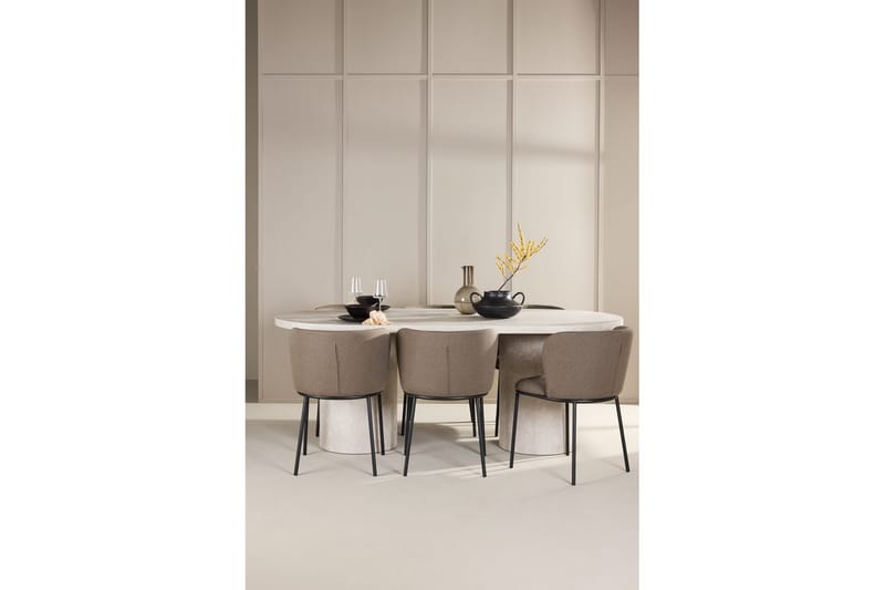 Matgrupp Narvik 100x200 cm Beige med 6st Edina Stolar Svart / Brun - Svart / Brun - Möbler - Bord & matgrupper - Matgrupper