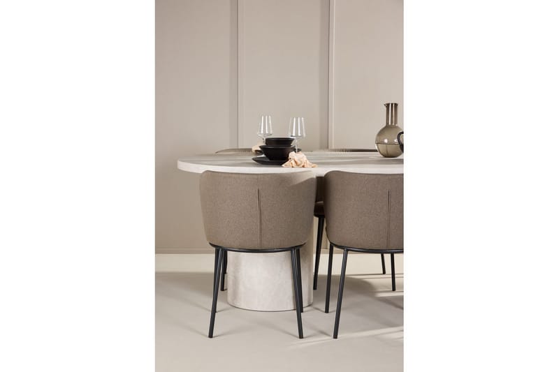 Matgrupp Narvik 100x200 cm Beige med 6st Edina Stolar Svart / Brun - Svart / Brun - Möbler - Bord & matgrupper - Matgrupper