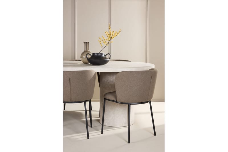 Matgrupp Narvik 100x200 cm Beige med 6st Edina Stolar Svart / Brun - Svart / Brun - Möbler - Bord & matgrupper - Matgrupper