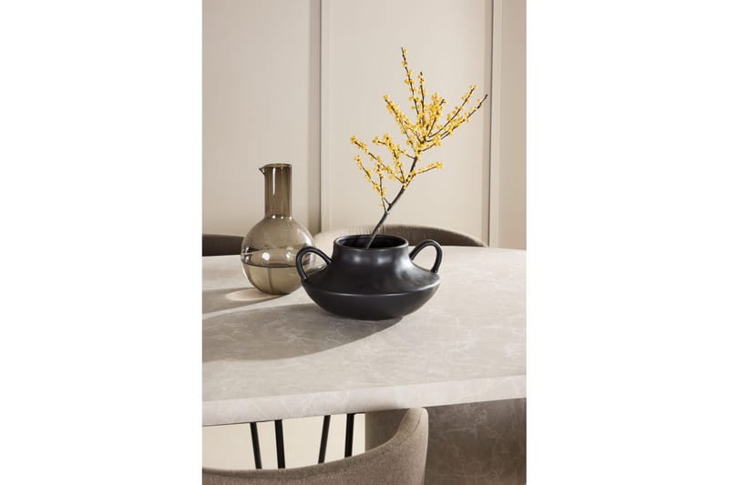 Matgrupp Narvik 100x200 cm Beige med 6st Edina Stolar Svart / Brun - Svart / Brun - Möbler - Bord & matgrupper - Matgrupper