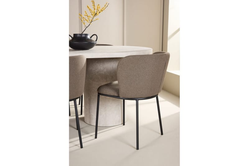 Matgrupp Narvik 100x200 cm Beige med 6st Edina Stolar Svart / Brun - Svart / Brun - Möbler - Bord & matgrupper - Matgrupper