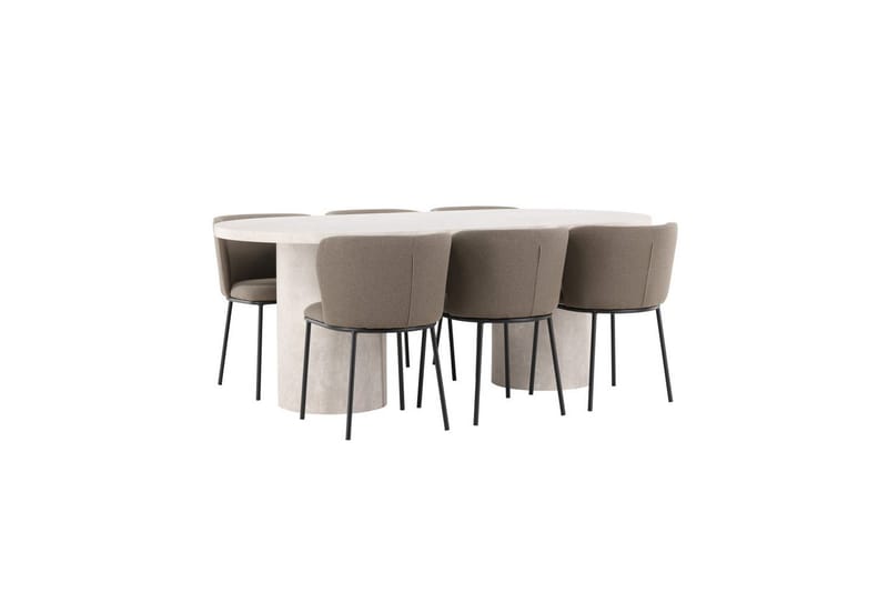 Matgrupp Narvik 100x200 cm Beige med 6st Edina Stolar Svart / Brun - Svart / Brun - Möbler - Bord & matgrupper - Matgrupper