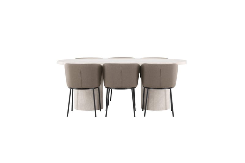 Matgrupp Narvik 100x200 cm Beige med 6st Edina Stolar Svart / Brun - Svart / Brun - Möbler - Bord & matgrupper - Matgrupper