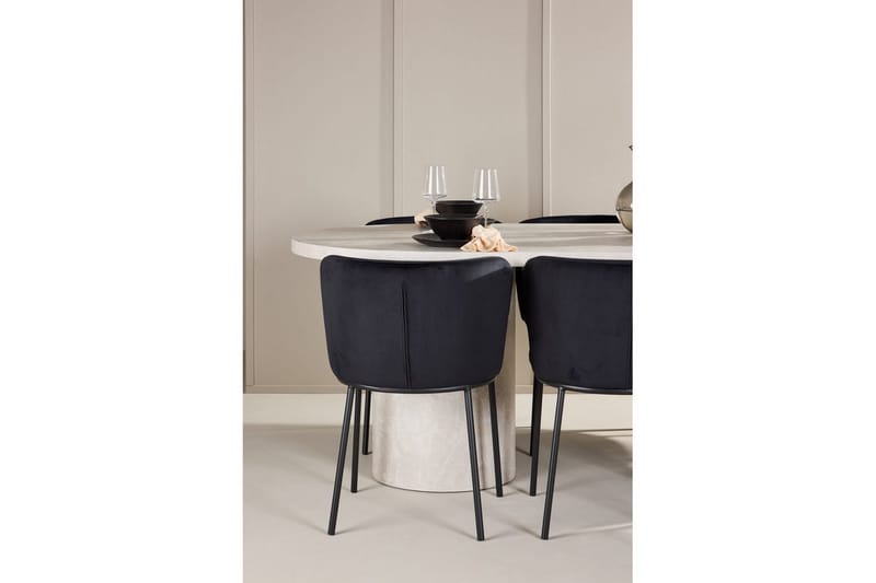 Matgrupp Narvik 100x200 cm Beige med 6st Edina Stolar Svart - Svart - Möbler - Bord & matgrupper - Matgrupper