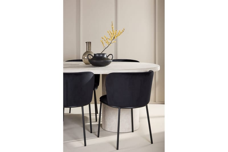 Matgrupp Narvik 100x200 cm Beige med 6st Edina Stolar Svart - Svart - Möbler - Bord & matgrupper - Matgrupper