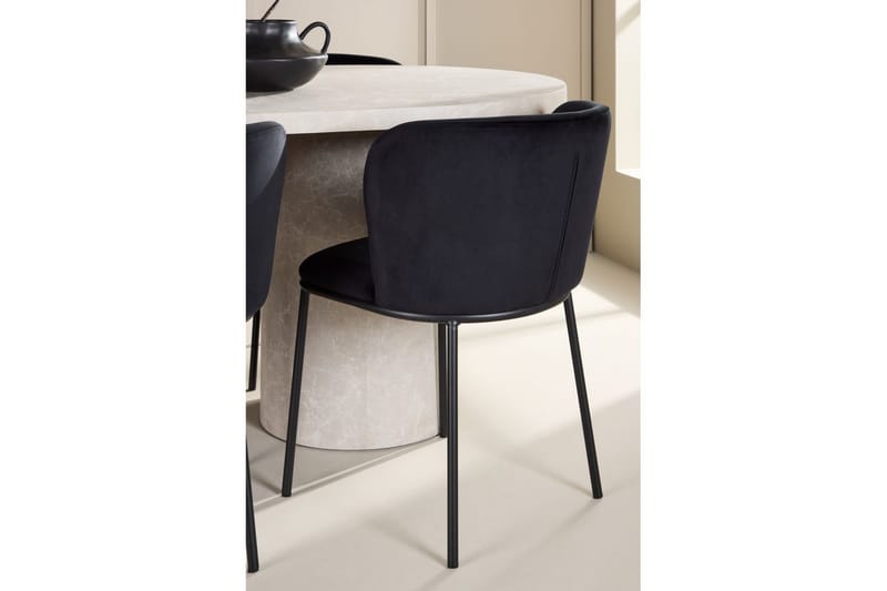 Matgrupp Narvik 100x200 cm Beige med 6st Edina Stolar Svart - Svart - Möbler - Bord & matgrupper - Matgrupper