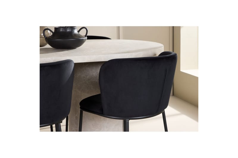 Matgrupp Narvik 100x200 cm Beige med 6st Edina Stolar Svart - Svart - Möbler - Bord & matgrupper - Matgrupper