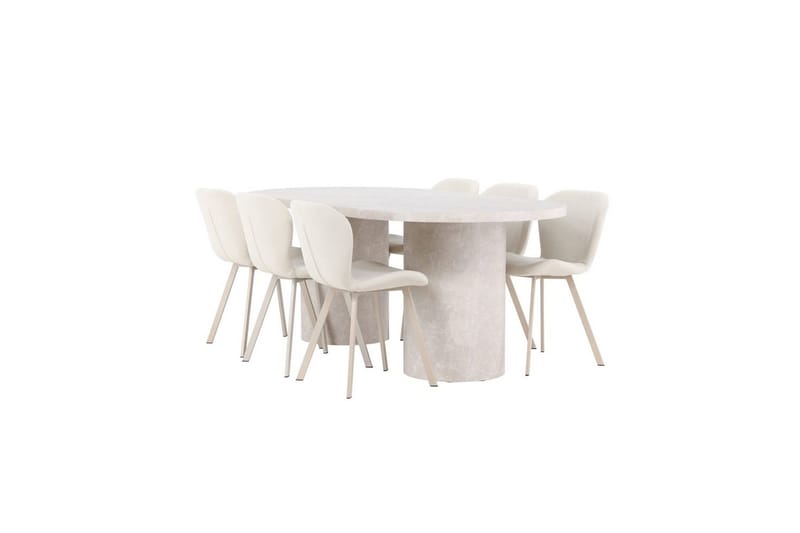 Matgrupp Narvik 100x200 cm Beige med 6st Lilja Stolar - Möbler - Bord & matgrupper - Matgrupper
