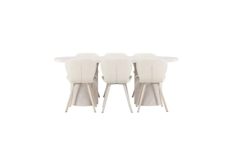 Matgrupp Narvik 100x200 cm Beige med 6st Lilja Stolar, undefined