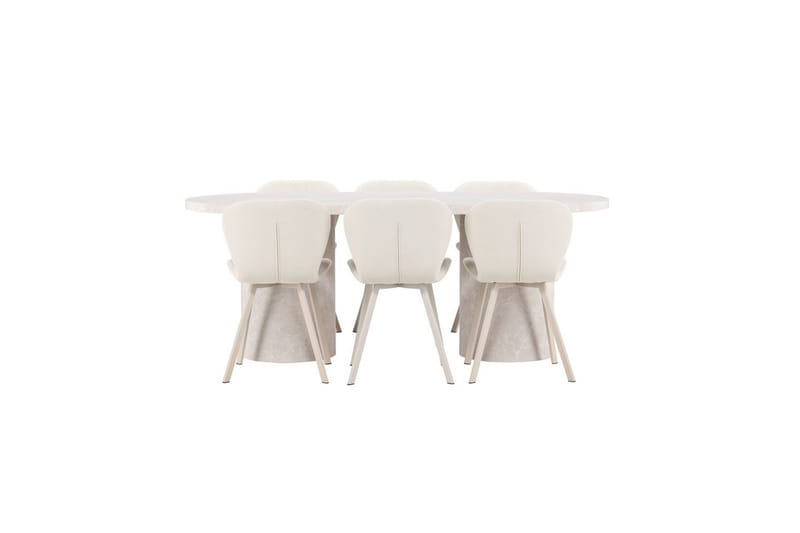 Matgrupp Narvik 100x200 cm Beige med 6st Lilja Stolar, undefined