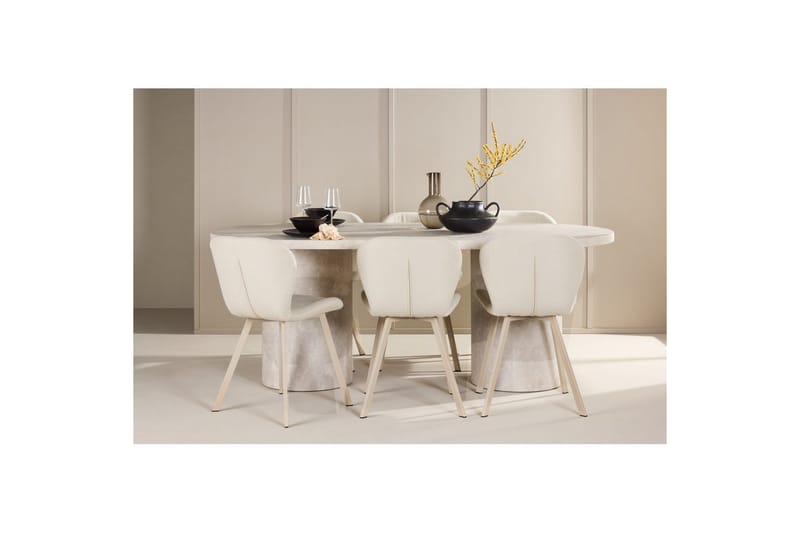 Matgrupp Narvik 100x200 cm Beige med 6st Lilja Stolar - Möbler - Bord & matgrupper - Matgrupper