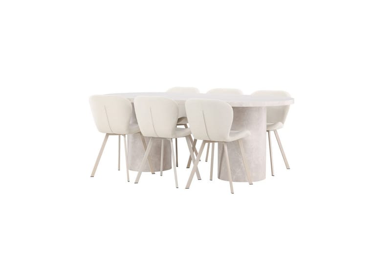 Matgrupp Narvik 100x200 cm Beige med 6st Lilja Stolar - Möbler - Bord & matgrupper - Matgrupper