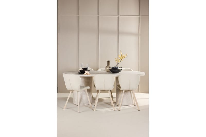 Matgrupp Narvik 100x200 cm Beige med 6st Lilja Stolar - Möbler - Bord & matgrupper - Matgrupper