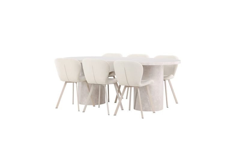 Matgrupp Narvik 100x200 cm Beige med 6st Lilja Stolar - Möbler - Bord & matgrupper - Matgrupper