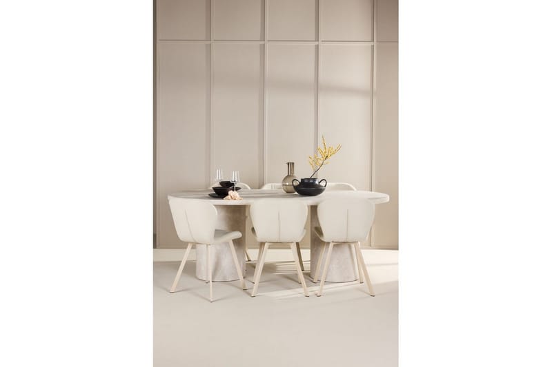 Matgrupp Narvik 100x200 cm Beige med 6st Lilja Stolar - Möbler - Bord & matgrupper - Matgrupper