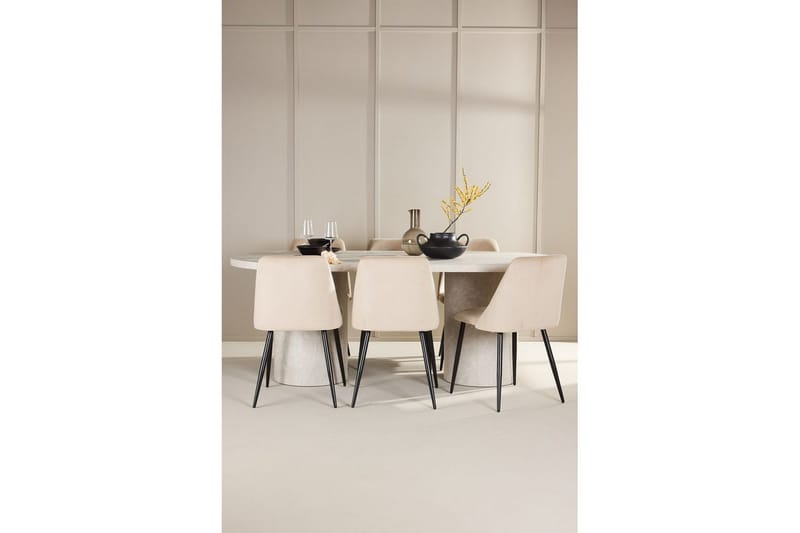 Matgrupp Narvik 100x200 cm Beige med 6st Night Stolar - Möbler - Bord & matgrupper - Matgrupper
