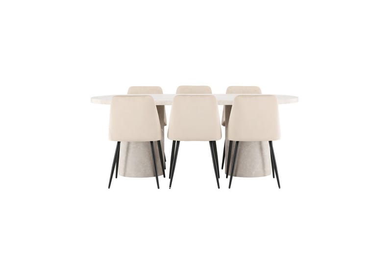 Matgrupp Narvik 100x200 cm Beige med 6st Night Stolar, undefined