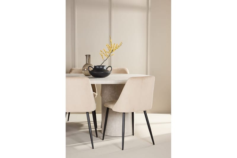 Matgrupp Narvik 100x200 cm Beige med 6st Night Stolar - Möbler - Bord & matgrupper - Matgrupper