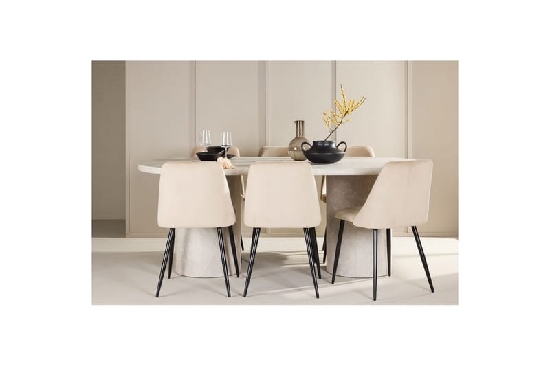 Matgrupp Narvik 100x200 cm Beige med 6st Night Stolar - Möbler - Bord & matgrupper - Matgrupper