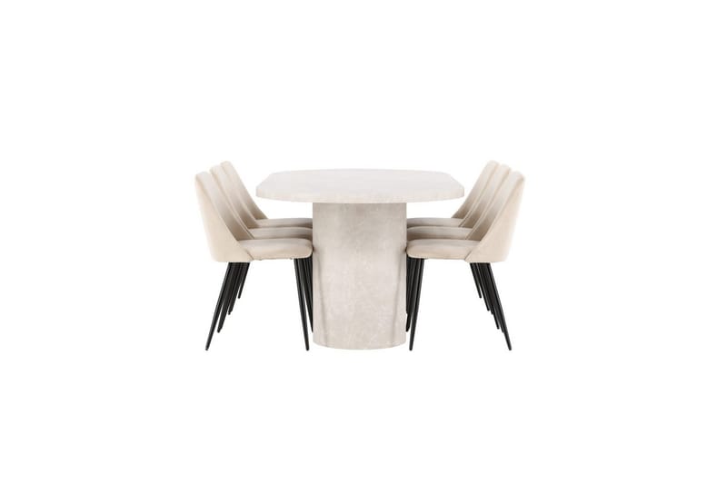 Matgrupp Narvik 100x200 cm Beige med 6st Night Stolar - Möbler - Bord & matgrupper - Matgrupper